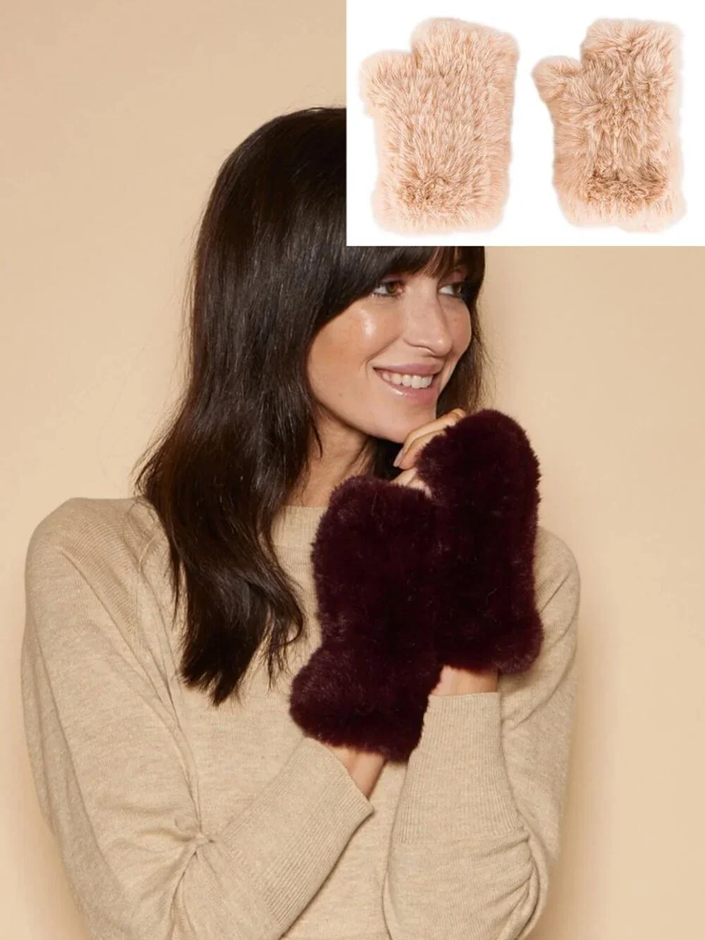 Eugenia Kim Faux Rabbit Fur Fingerless Gloves
